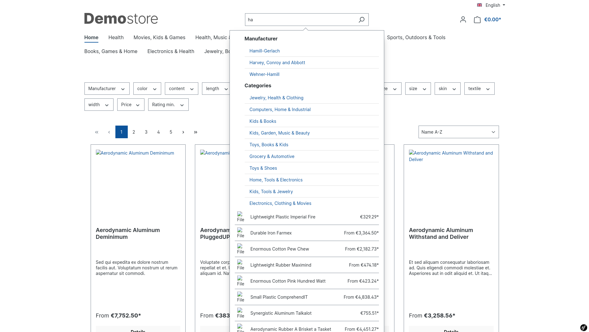 Storefront - Search Suggestions/Search Preview Results including Categories and Manufacturers