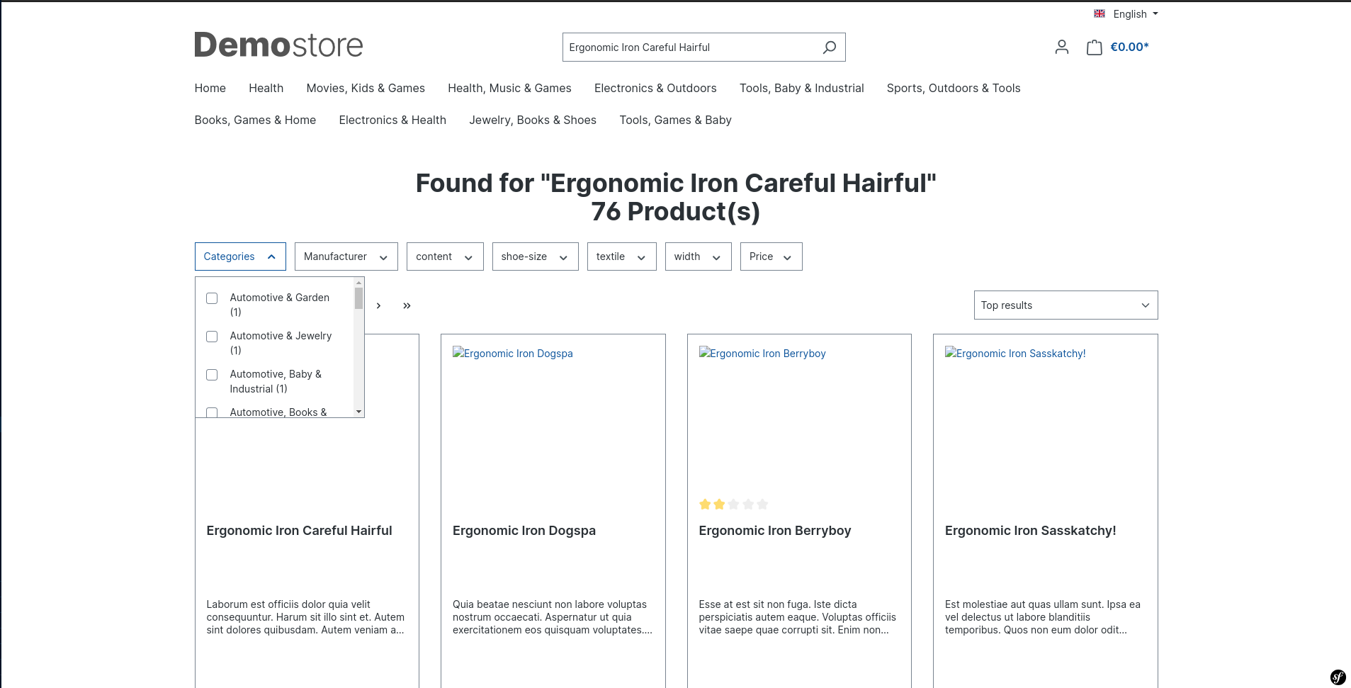 Storefront - Search Page with Opened Category Filter
