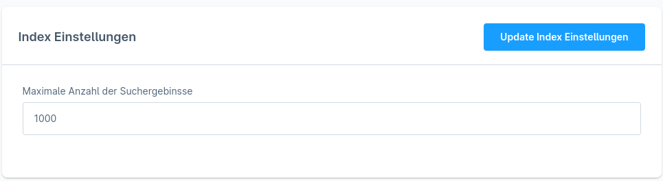 Einstellungen - Index Settings in den Meilisearch Konfigurationseinstellungen