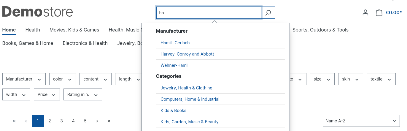 Storefront - Manufacturer Search Suggestion